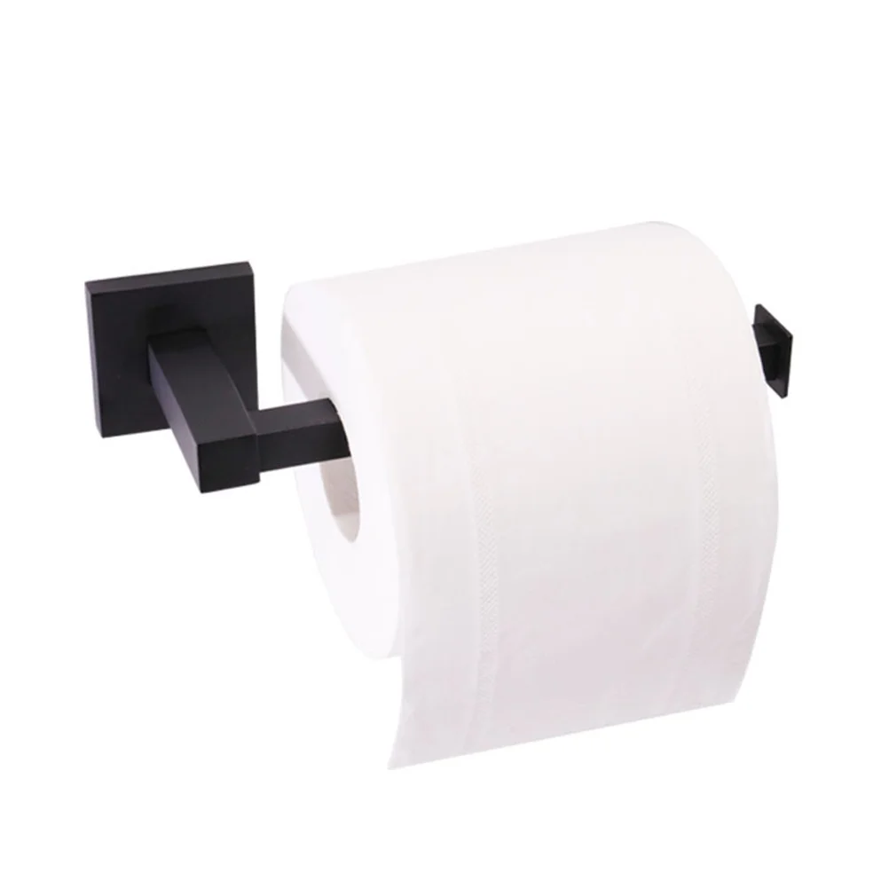 Stainless Steel Black Toilet Paper Holder Square Painted Surface Heavy Duty Bathroom Kitchen Toilet Roll Holder