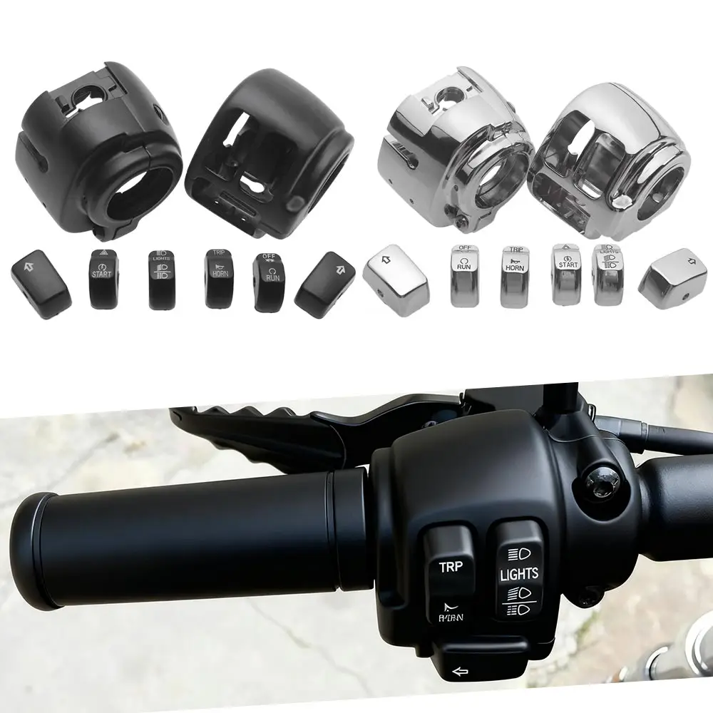 

Handlebar Control Switch Housings Cover Button Caps Kit Compatible For Harley Davidson Sportster Dyna Softail 2011-2022