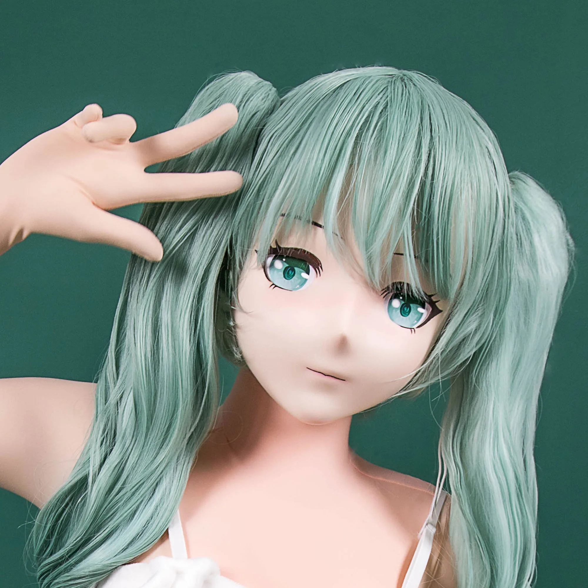 

(Type G)Customize ManiaJuns Crossdress Full Head Flesh Color Latex Hood Anime Face Resin Kigurumi Mask Male To Female Doll Mask