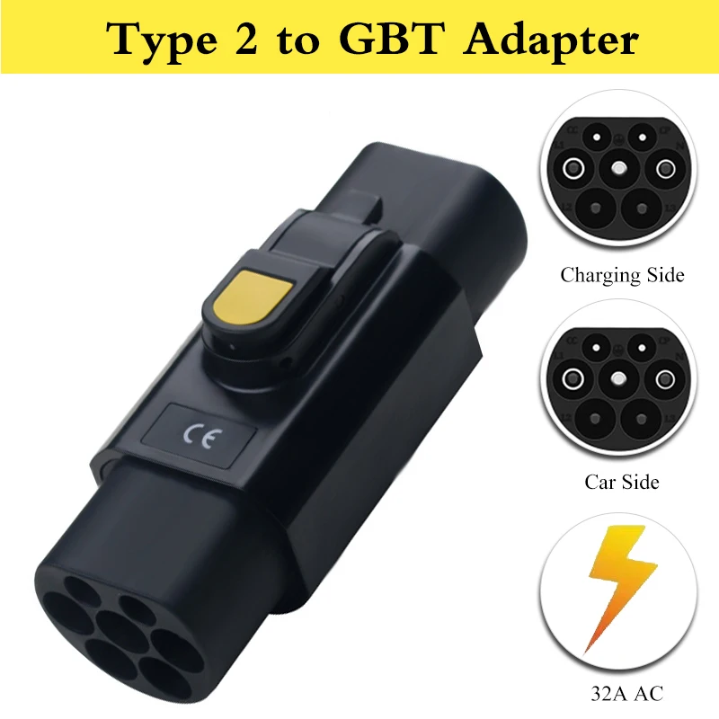 Type 1 J1772 Type 2 to GBT EV Adapter 32A 220V 7 pins EVSE charging station plug connector Type2 to Type1 adaptor