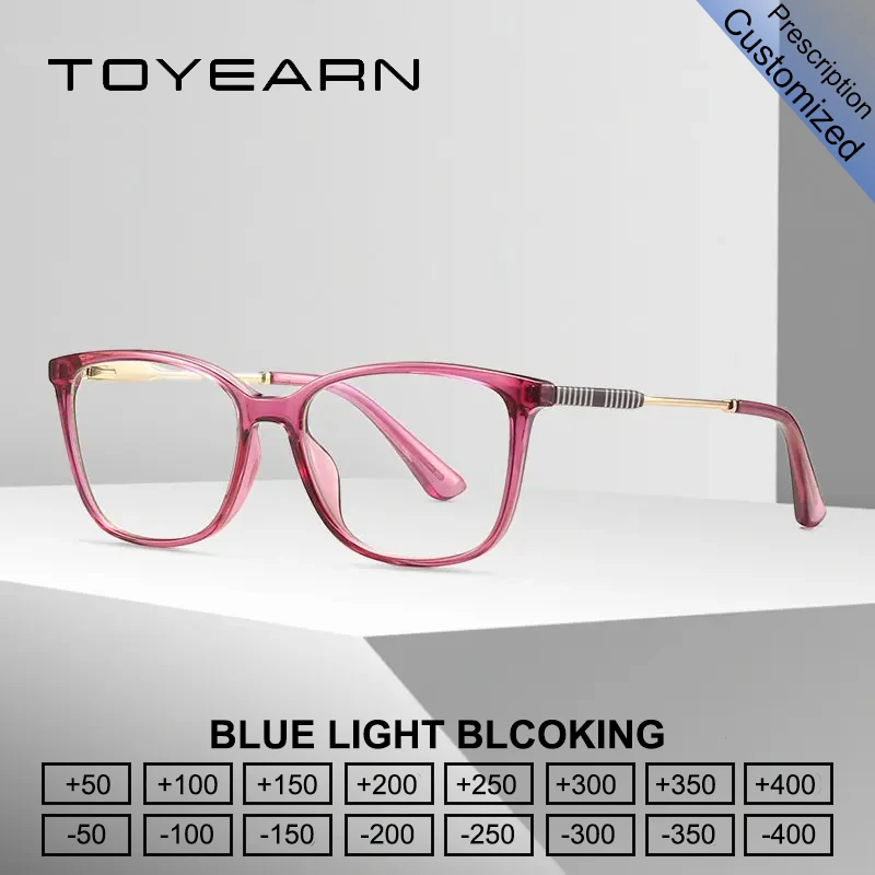 

Очки для чтения TOYEARN Classic Square: женские, для коррекции близорукости и дальнозоркости, с защитой от синего света, компьютерные очки