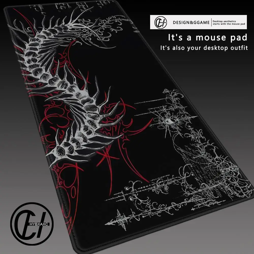 Black White Gothic Mouse Pad Large Gaming Centipede Aesthetics Mouse Mat PC Accessories Extended Mat Office Keyboard Mouse Pads