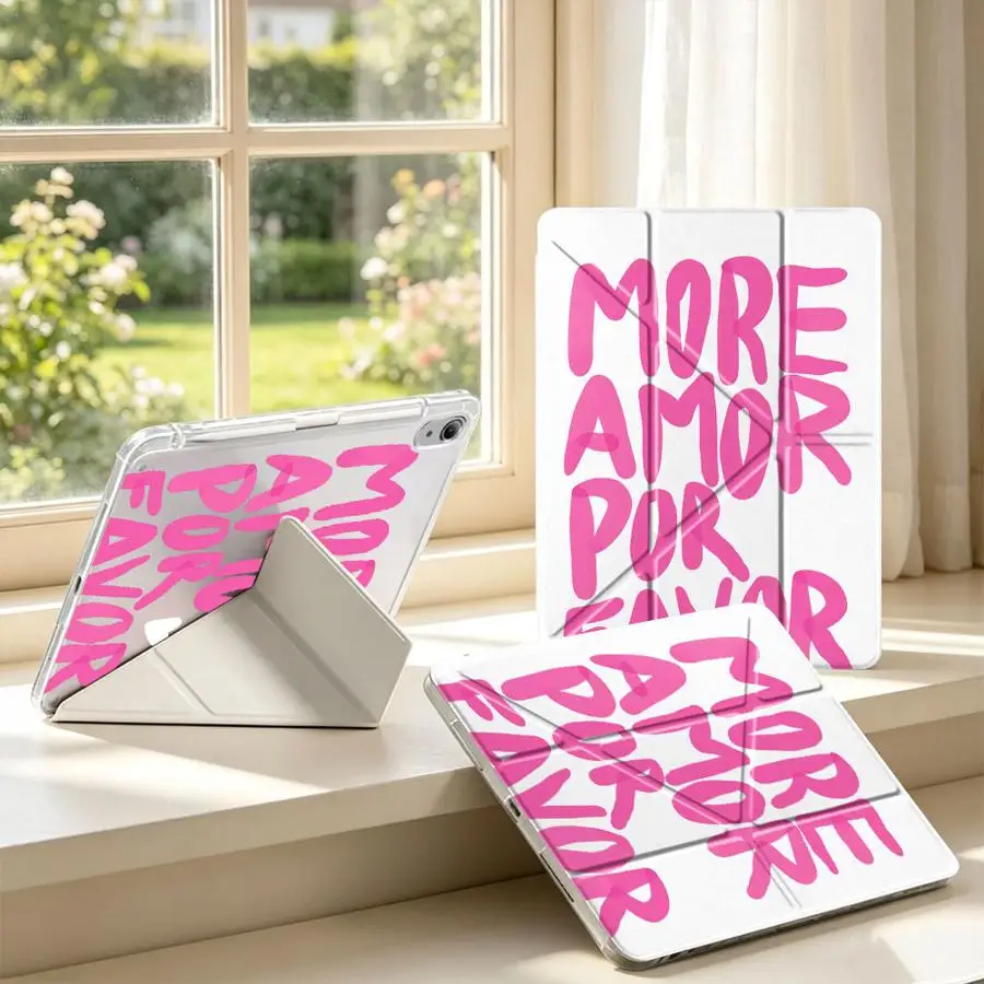 Tablet Case For iPad 11th Air 8 M2 M3 3 10th Gen Pro 13 2025 2026 9th Mini 7 6 5 12th With Pen Slot Cover Love Heart More Amor