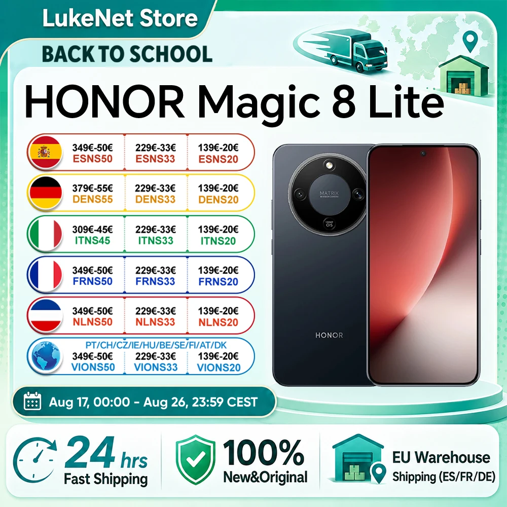 EU-Version HONOR Magic 8 Lite 5G Smartphone Snapdragon 6 Gen4 2,5m Sturzfest IP69K Snapdragon 6 Gen4 Staubresistent 7500mAh 108MP OIS AI eSIM