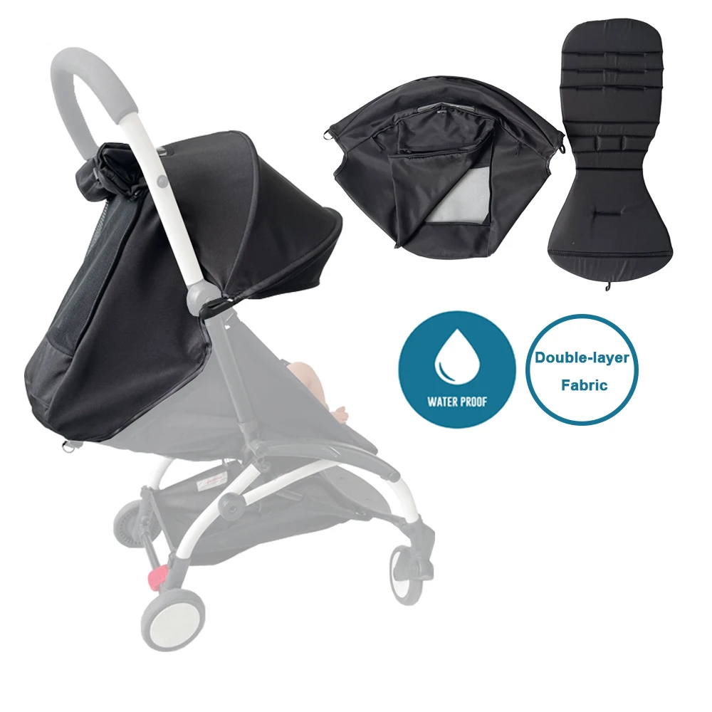 Stroller Accessories Summer Canopy With Openable Rearview Window, Black Waterproof Canopy Compatible With YOYO YOYO 2