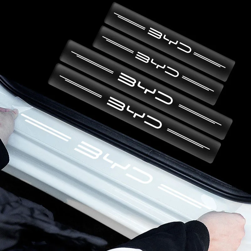 4PCS Car Threshold Protector Transparent Decorative Badge Sticker For BYD F3 S6 F0 Tang I3 S7 G3 E5 E2 E1 E3 E9 D1 S8 E6 L3 M6