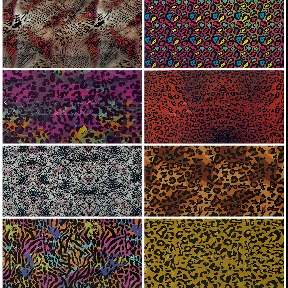 10 Rollen 50*4CM rosa Nagelfolienaufkleber mit Tiermuster, Leopardenmuster, unregelmäßige Form, Nageltransferaufkleber, Valentinstag, Maniküre-Dekor