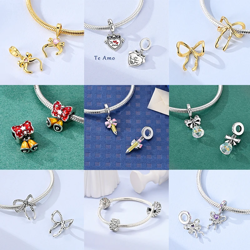 2026 Neuer 925 Sterling Silber Schleifen-Charm Herz Keltischer Knoten Perlen-Anhänger Passend für Europäische Armbänder DIY Damen Schmuck Geschenk – Detail 10