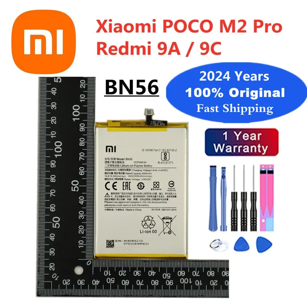 2024 Years 100% Original Battery BN56 For Xiaomi POCO M2 Pro Redmi 9A 9C 5000mAh Mobile Phone Bateria Batteries Fast Shipping