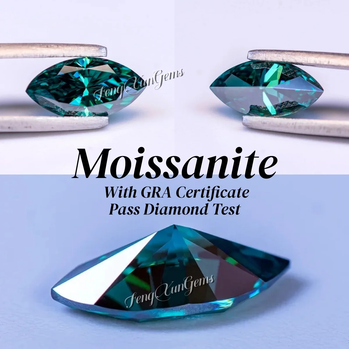 0.1~3ct Marquise Luxury Emerald Green Loose Moissanite Gemstone Pass Tester Clarity VVS1 With GRA Certificate For Inlay Necklace