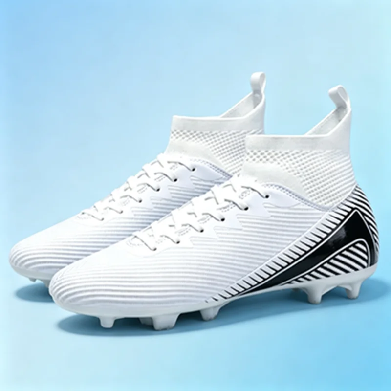 Solid Color Adult AG FG Soccer Shoes Tear-proof PU Fabric Sturdy TPU Long Stud Anti-slip For Amateur Grass Team Daily Competitio