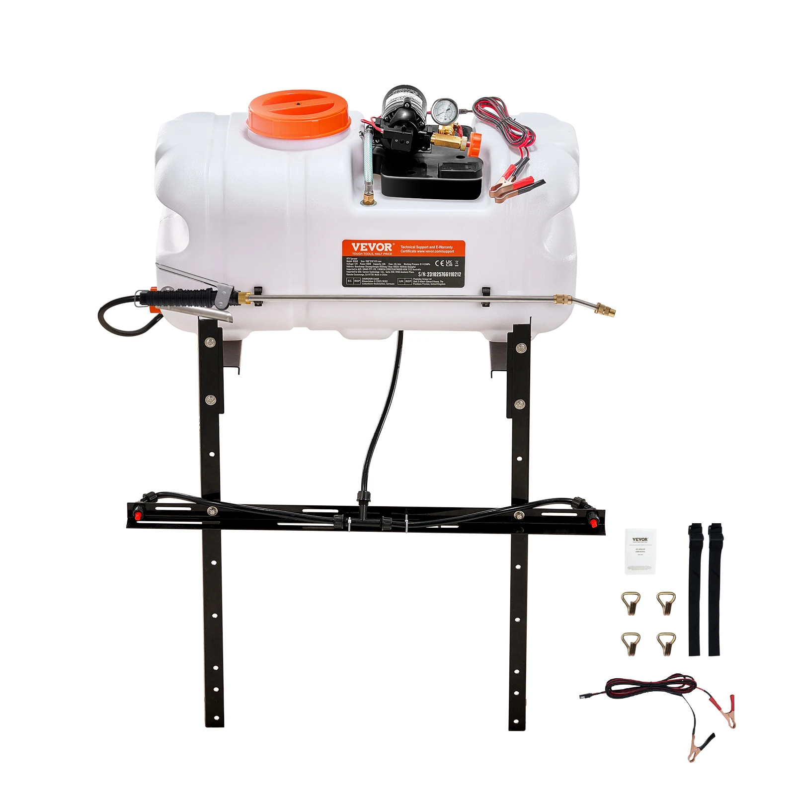 VEVOR White ATV Spot Sprayer 15.9 Gal/60 L ATV/UTV Broadcast Sprayer with A Nozzle Boom 12 V Pump Weed Sprayer with Water Tank