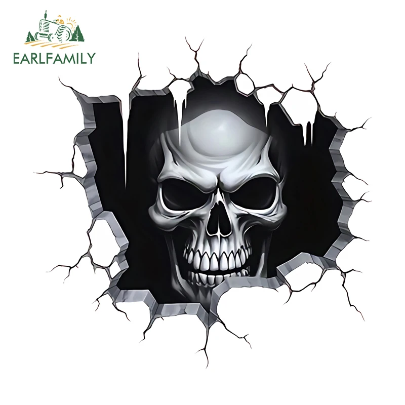 EARLFAMILY Devil Skull Tear Lustige Autoaufkleber, künstlerische, wasserfeste Aufkleber, Kratzschutz, wasserdichtes PVC, Windschutzscheibe, Fenster