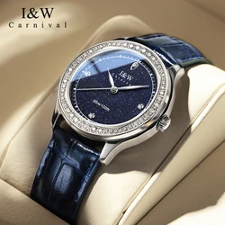 Montre Femme Luxus Marke IW Diamant Uhren für Frauen Wasserdichte Quarz Frauen Uhr Saphir Leucht Leder Band Damen Uhr