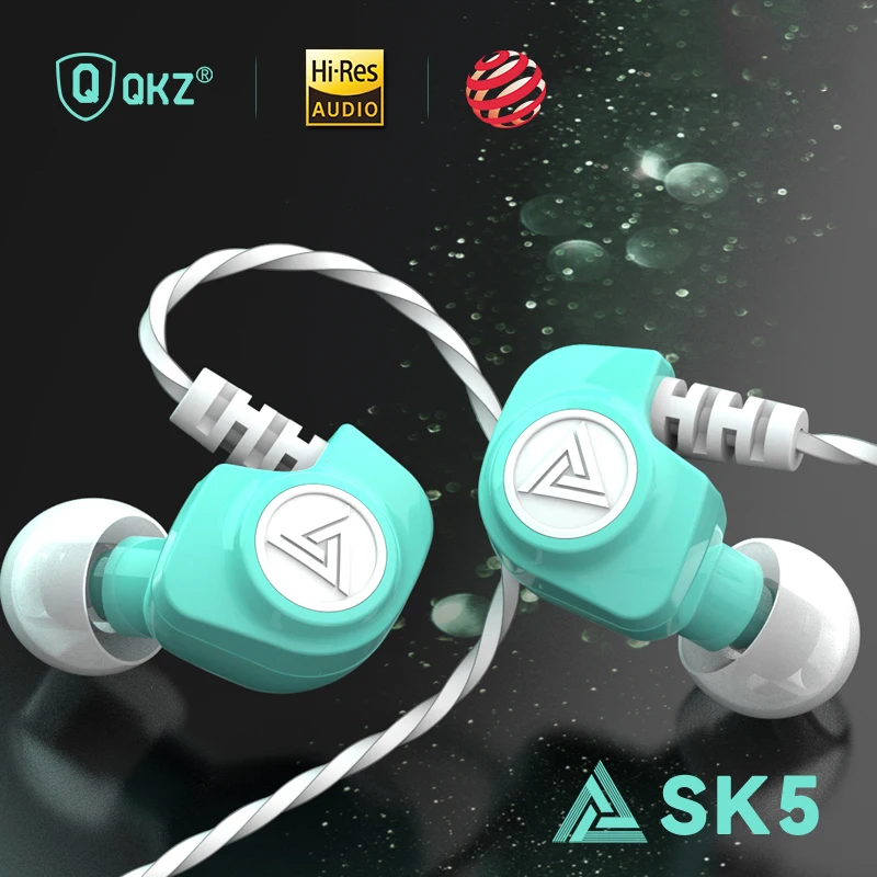 QKZ SK5 HIFI Headsets 3.5mm In-Ear Stereo Heavy Bass Dynamic Earphone With Mic Game Sport Music Monitor Noise Cancelling Earbuds