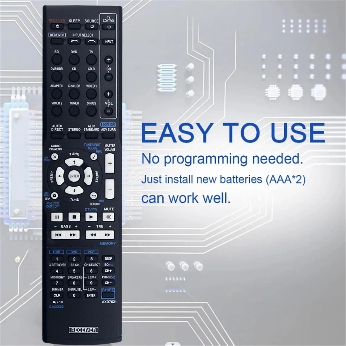 Replace Axd7621 Remote Control for Pioneer Av Receiver Axd7569 Axd7661 Axd7662 Axd7621 Axd7622 Axd7624