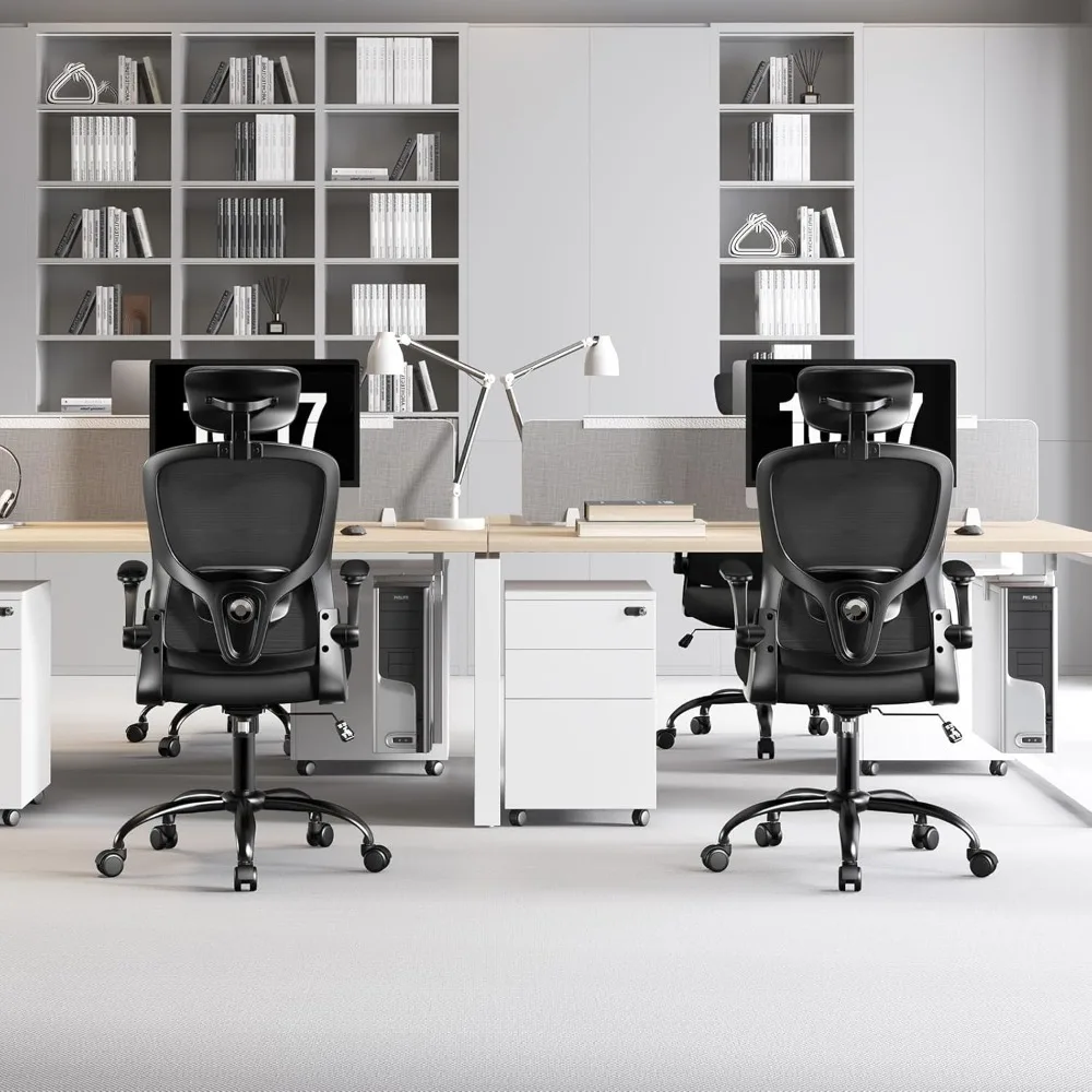 Ergonomic High-Back Mesh Office Chair with Lumbar Support, Adjustable Armrests, Swivel Desk Chair for Comfortable Computing