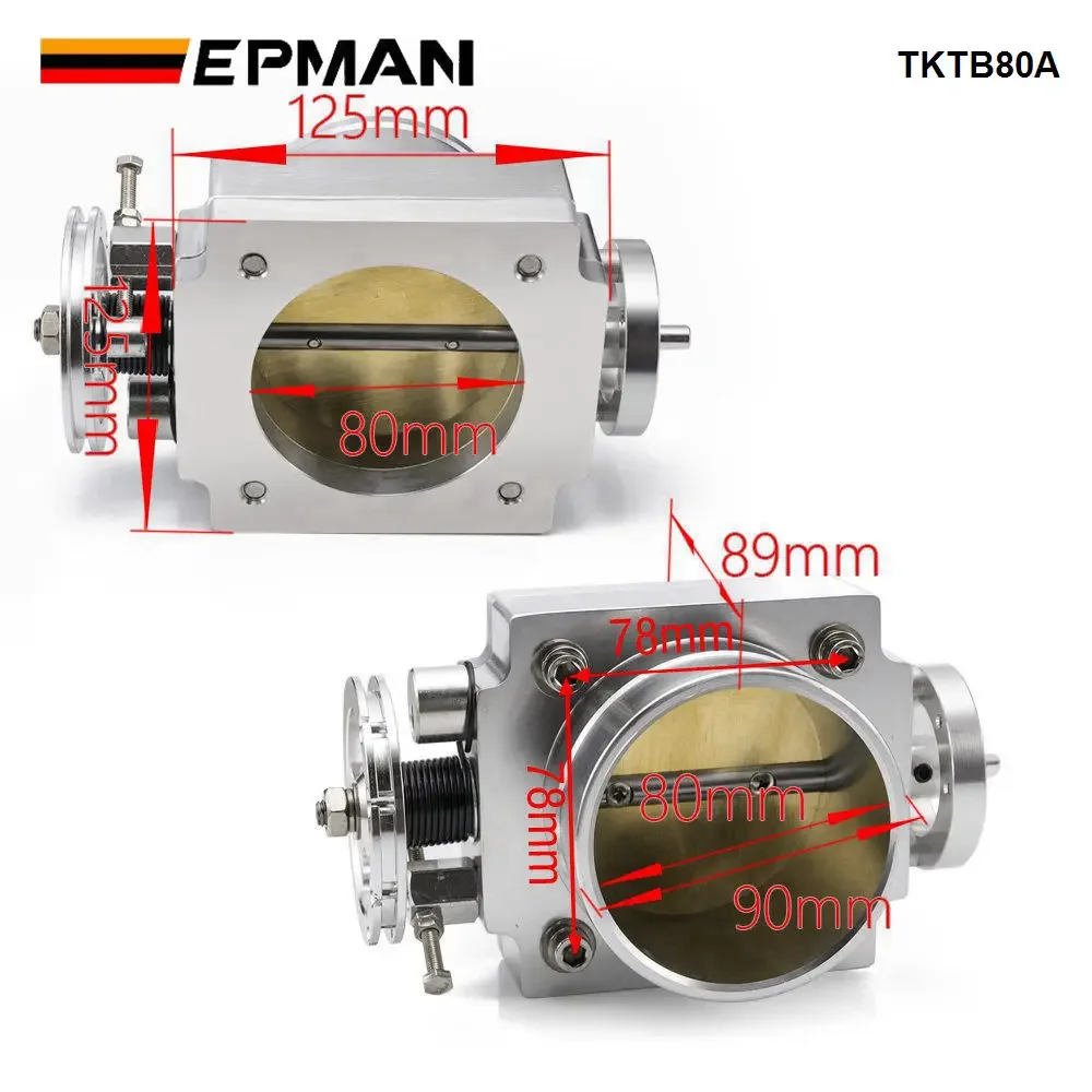 EPMAN Universal 80MM Throttle Body Intake Manifold For RB25/2JZ/EVO 1-6/ Petrol 4.8/CRUSIER 4.5L -78mm*78mm TKTB80A