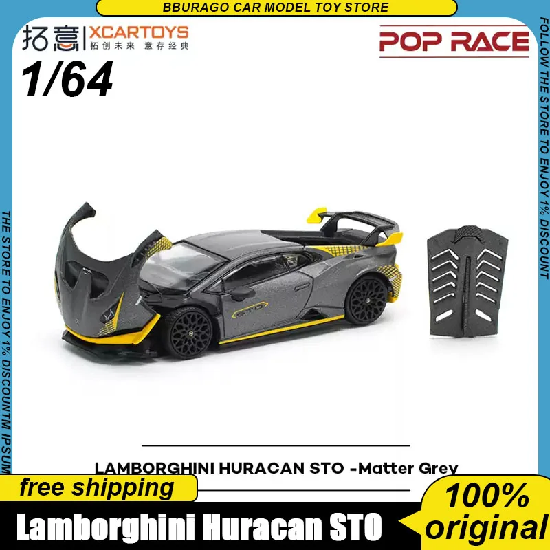 

In Stock Xcartoys × Poprace 1:64 Lamborghini Huracan Sto Gt Race Diecast Supercar Model S28-03 Factory Race Aero Kit Collectible