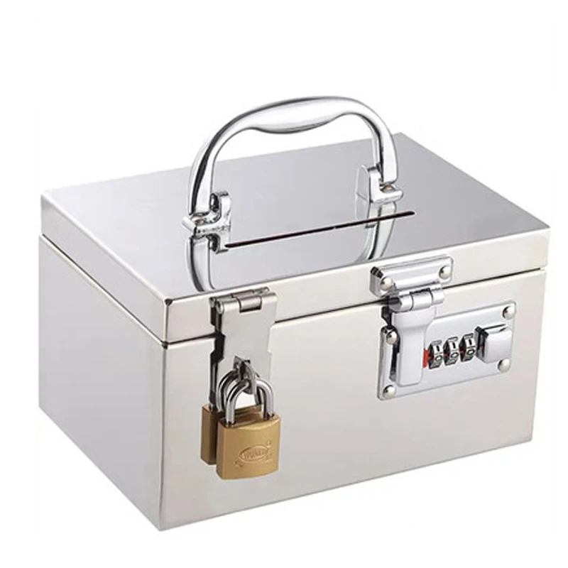 Stainless Steel Deposit Box with Lock Piggy Bank Password Box Cash Box Safe Deposit Box Cash Box Can Be Stored and Withdrawn