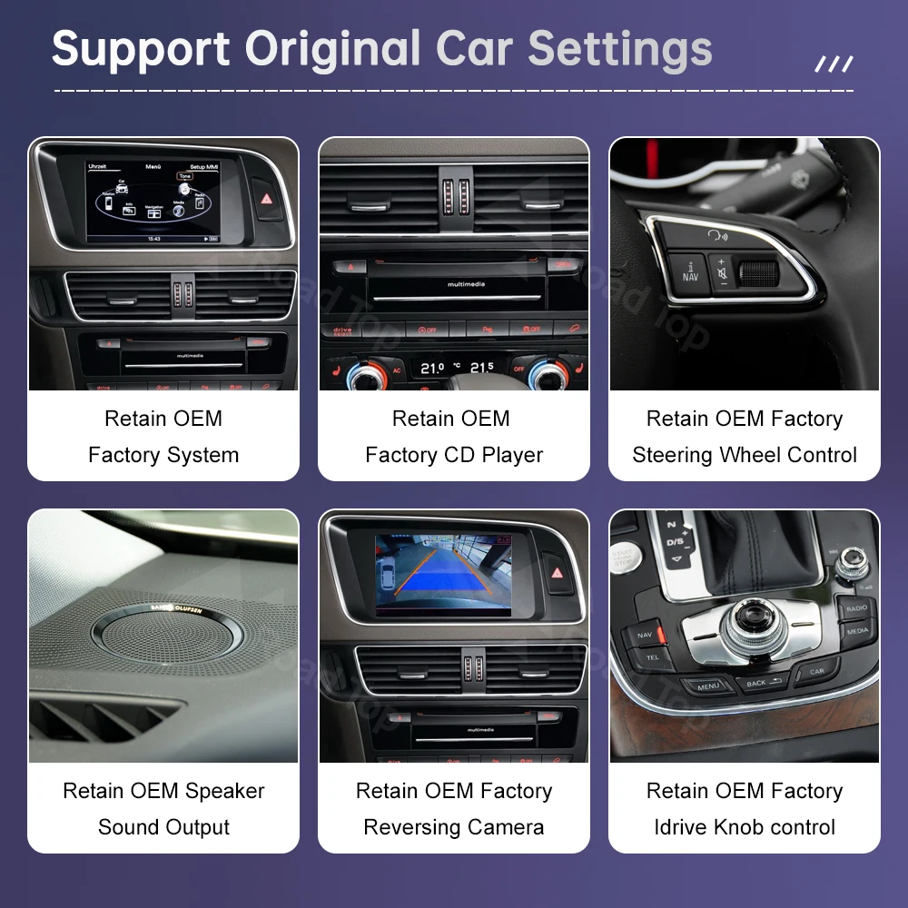 شاشة الوسائط المتعددة لراديو السيارة Linux 8.8/12.3 بوصة لأودي Q5 2009-2017 مع وظيفة CarPlay اللاسلكية Android Auto Airplay Miracast