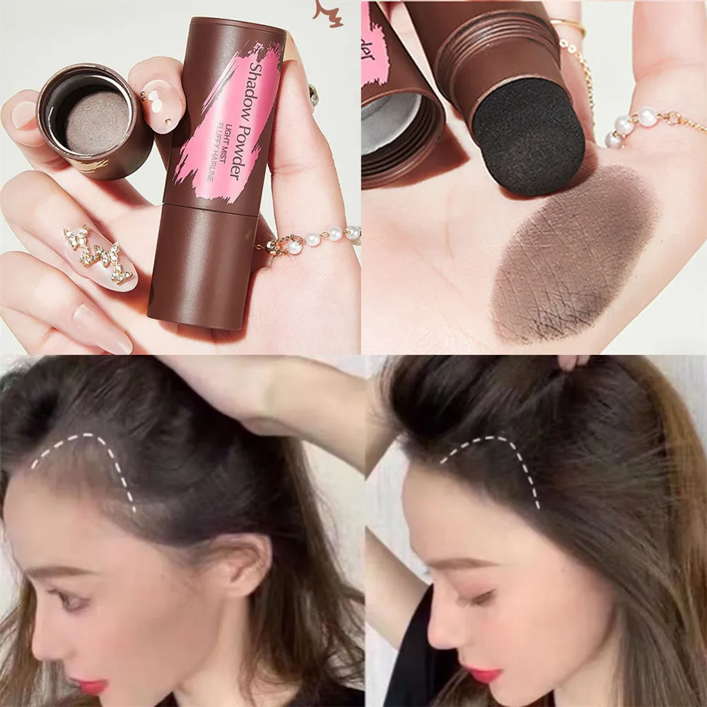 2 Colors Hair Shadow Stick Natural Instantly Cover Hairline Contour Powder Unisex Hair Root Edge Shadow Eyebrow Filling Powder