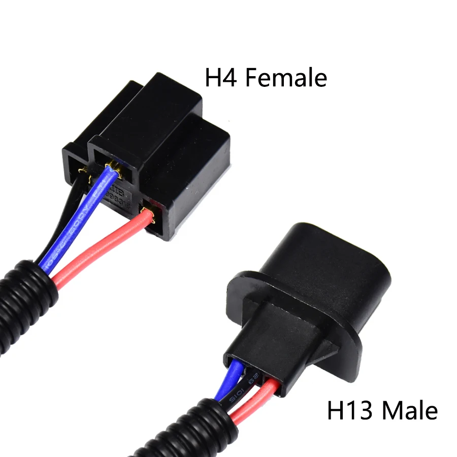 NHAUTP 2Pcs H4 Female To H13 Male Adapter Conversion Wiring Harness For Jeep Wrangler JK 2007-2017 Headlight Plug