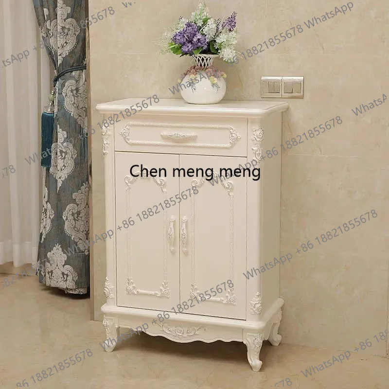 

European Luxury Shoe Rack Storage Wood Cabinet Entrance Shoe Rack White Narrow Vertical Scarpiera Salvaspazio Home Furniture