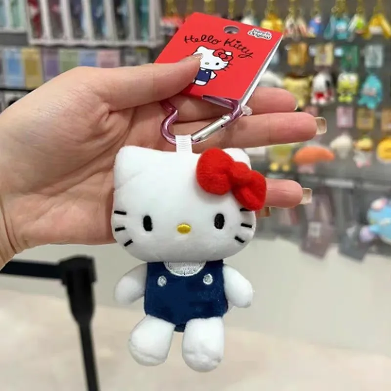 LLavero de felpa Kawaii Sanrio Hello Kitty, hebilla de amor, colgante de bolsa de muñeca, adorno colgante femenino para teléfono móvil, regalos de