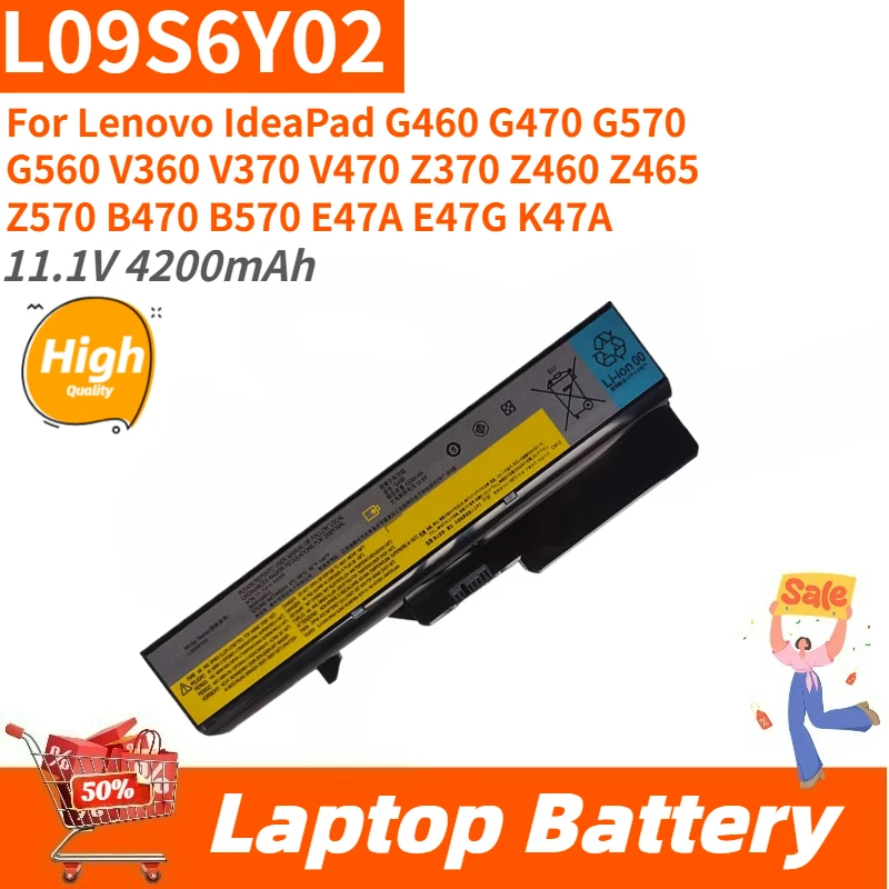 

New High Quality 11.1V 4200mAh L09S6Y02 Laptop Battery for Lenovo IdeaPad V370 V470 B570 E47A E47G K47A G460 G470 G570 G560