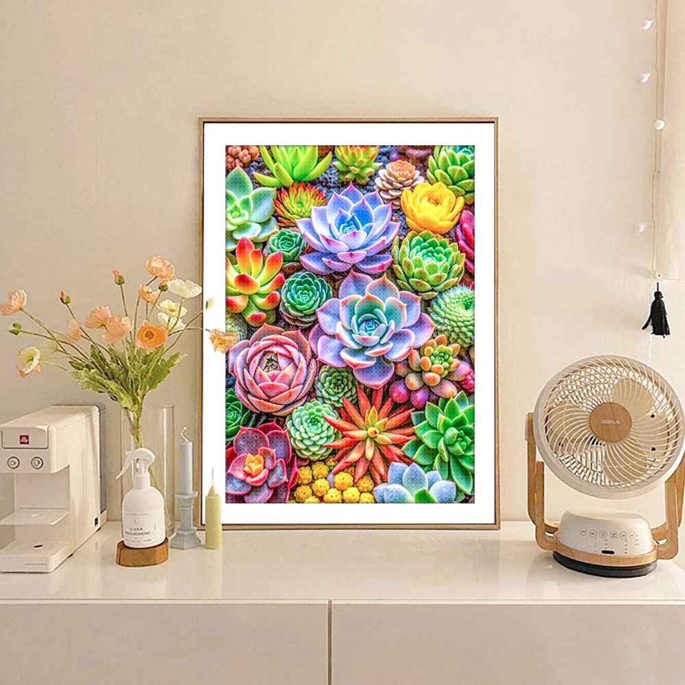 DIY 5D Diamond Art Painting Plants Beautiful Colorful Succulent Series Full Diamond Embroidery Kit Handmade Home Decoration