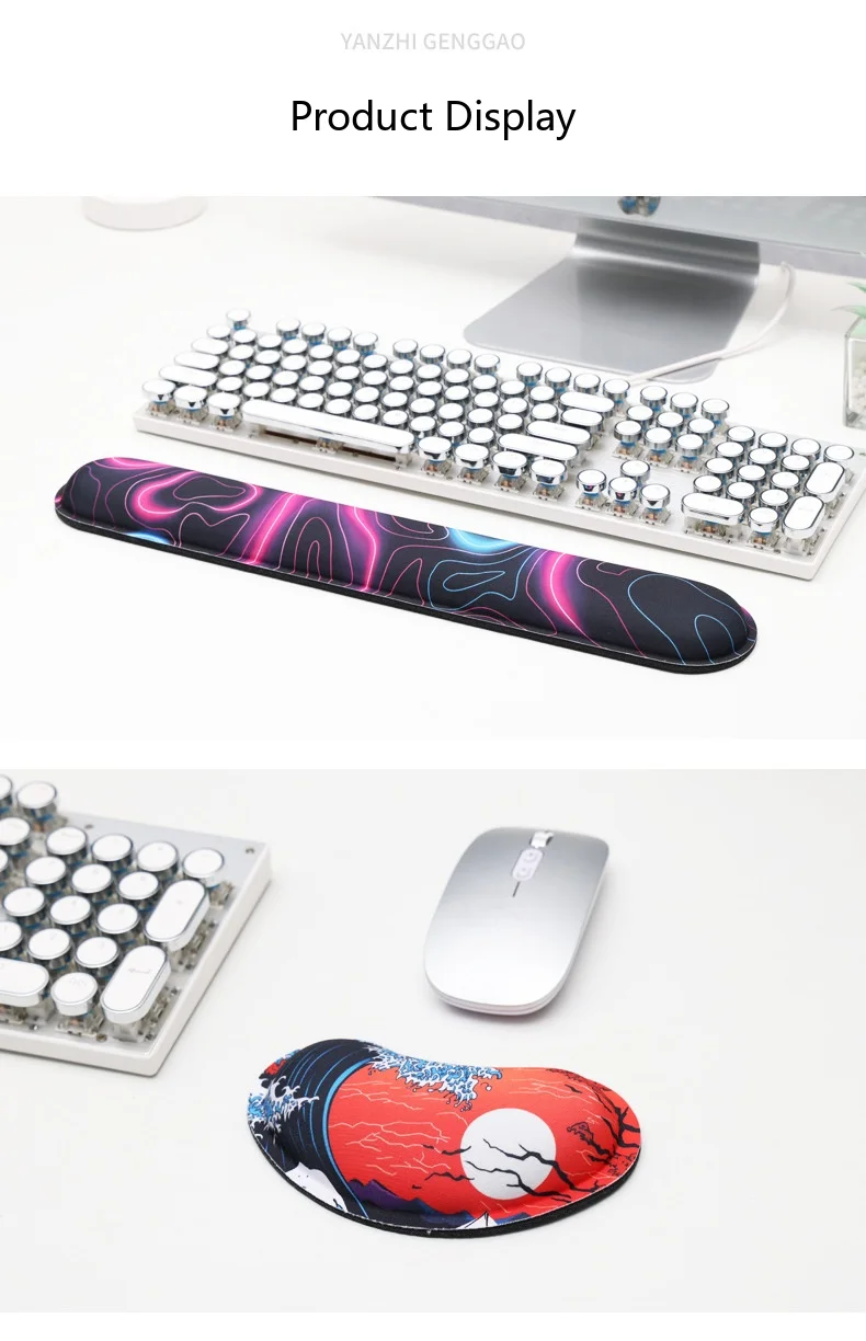 Schaumstoff-Handgelenkauflage Tastatur-Pad-Set 8 Farben Büro Gaming Ergonomische Rutschfeste Schreibtischunterlage – Detail 8