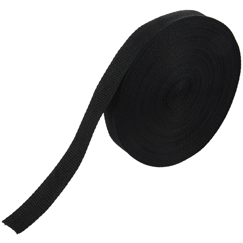 2X 25Mmx20m Roll Nylon Tape Strap For Webbing Bag Strapping Belt Making DIY Craft - Black