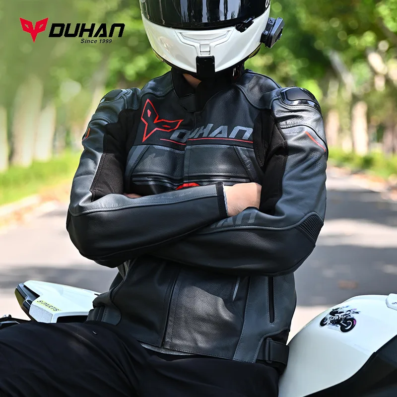 Doohan Motorcycle Volcano Riding Locomotive Leather Suit Track Leather Suit Locomotive Cowhide Men motorcycle jacket men