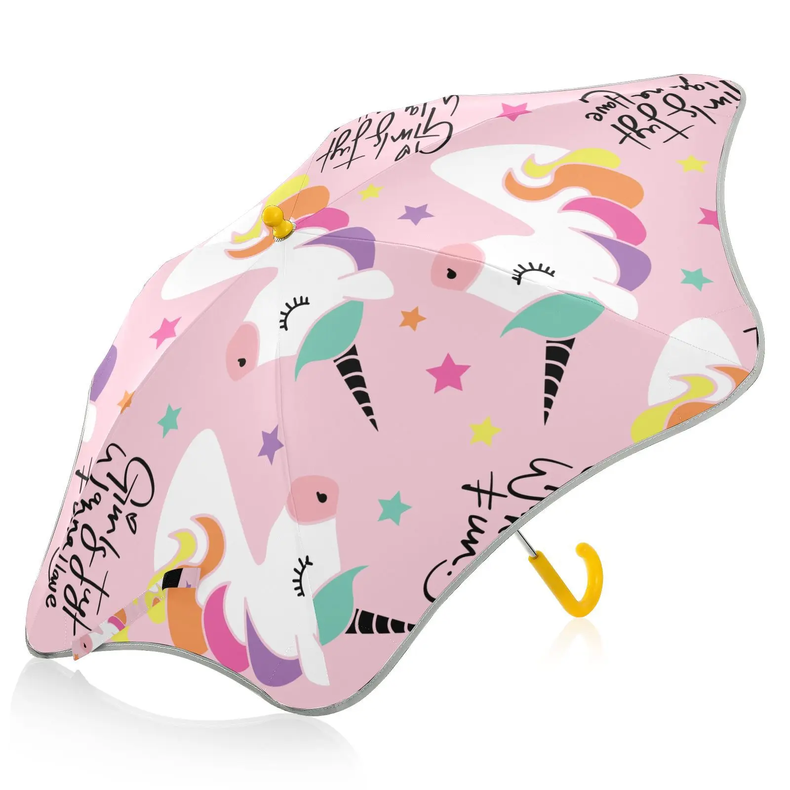 New 3-8 Years Baby Children's Umbrella pink Cartoon unicorn print Umbrella 3D Stereoscopic Boys and Girls Baby Design  Umbrella