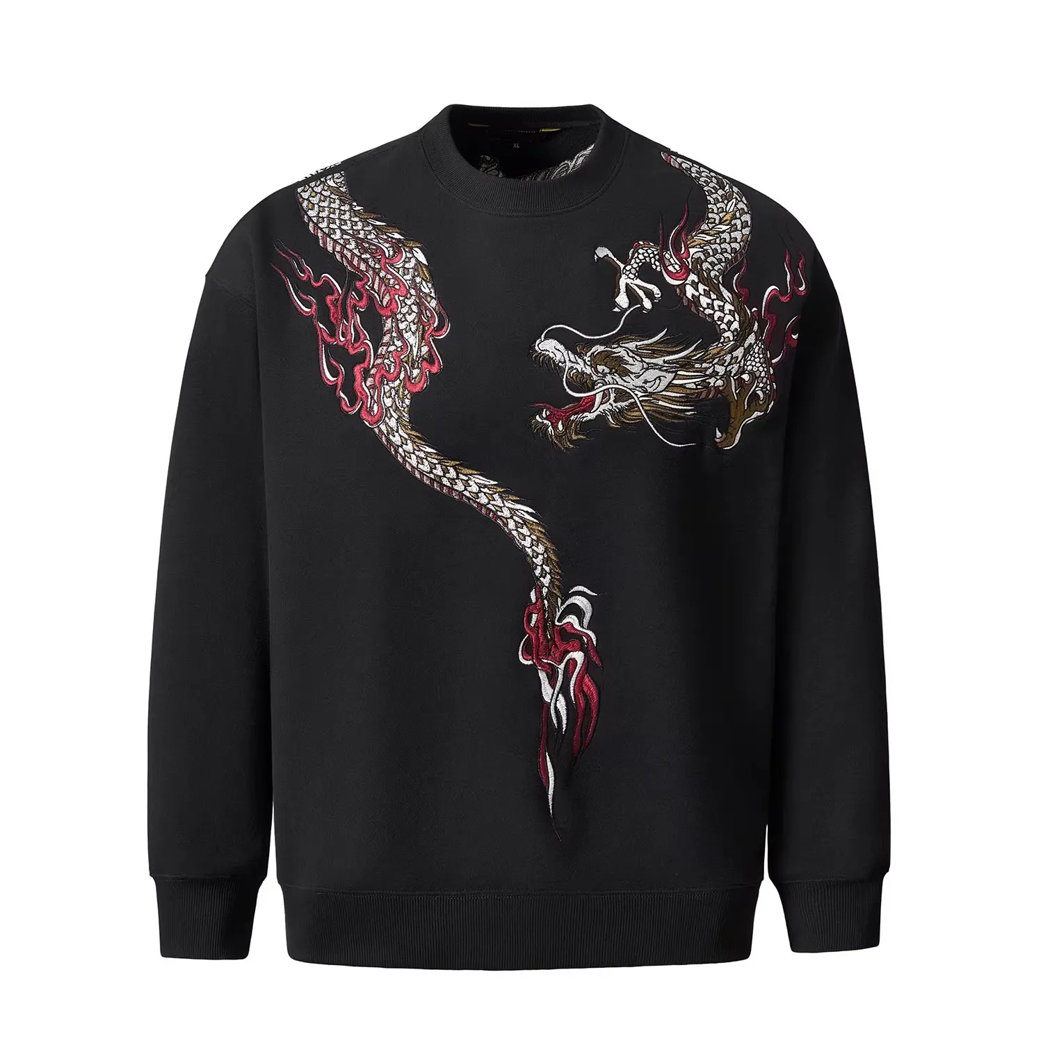 

High Street черный винно-красный хлопковый винтажный модный свитер для мужчин и мальчиков с вышивкой дракона, свитер