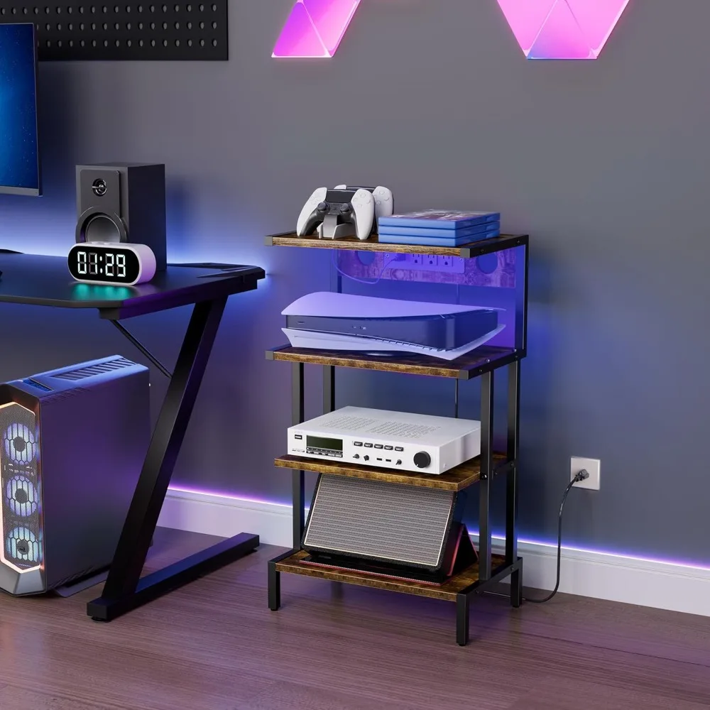 حامل وسائط من 4 طبقات مع ضوء LED ومخرج لوحدات تحكم الألعاب: متوافق مع PS4 وPS5 وXbox #6