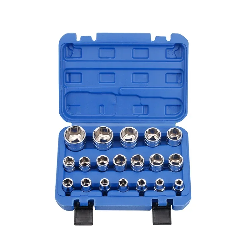 1PC 1/2 socket head set combination 12.5 square ratchet electric wrench mirror hexagonal set auto repair tool