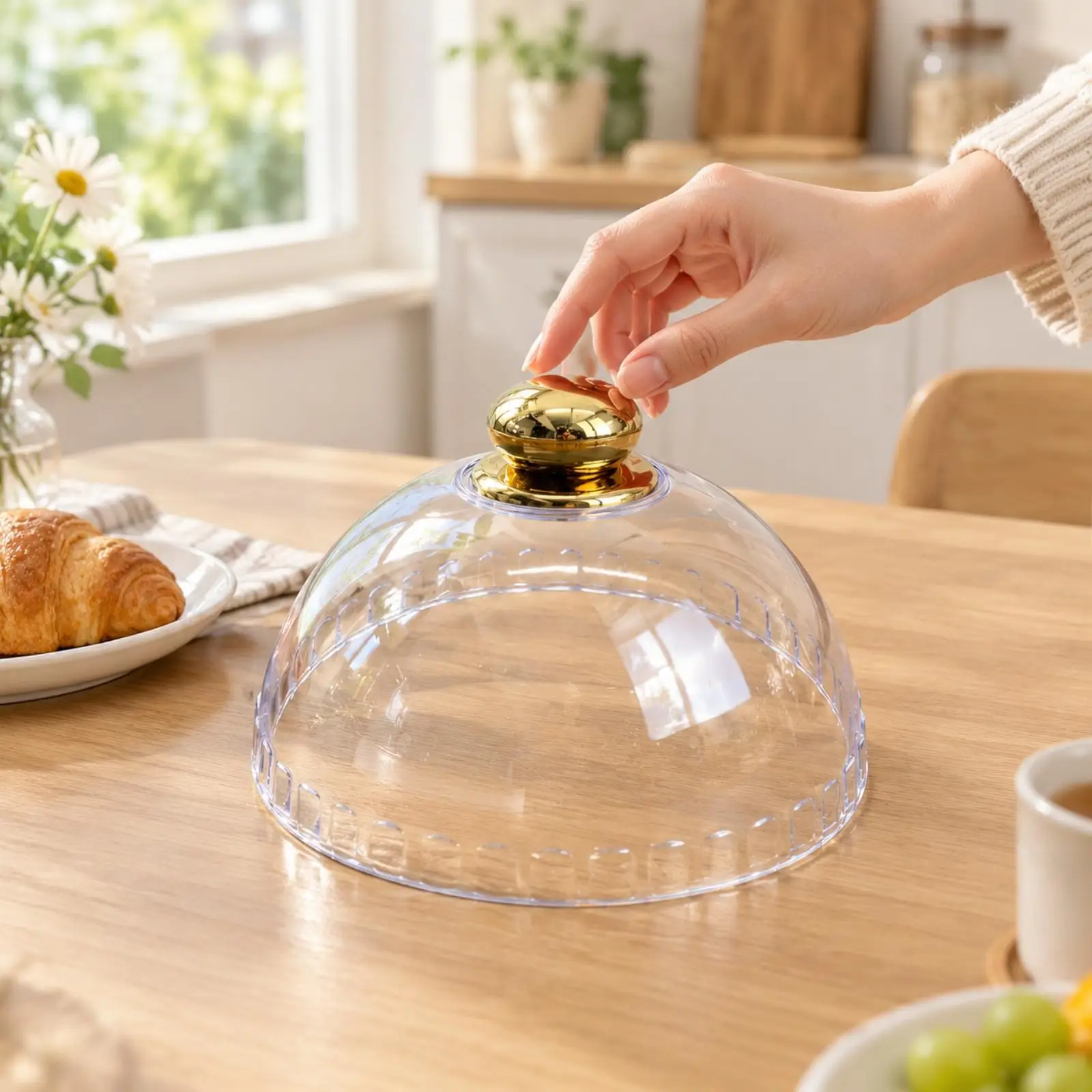 Cake Dome Cover Transparent Dome Cover Elegant Clear Food Cloche for Home Cooks, Hosts, Kitchen Counter, Bakery, Party