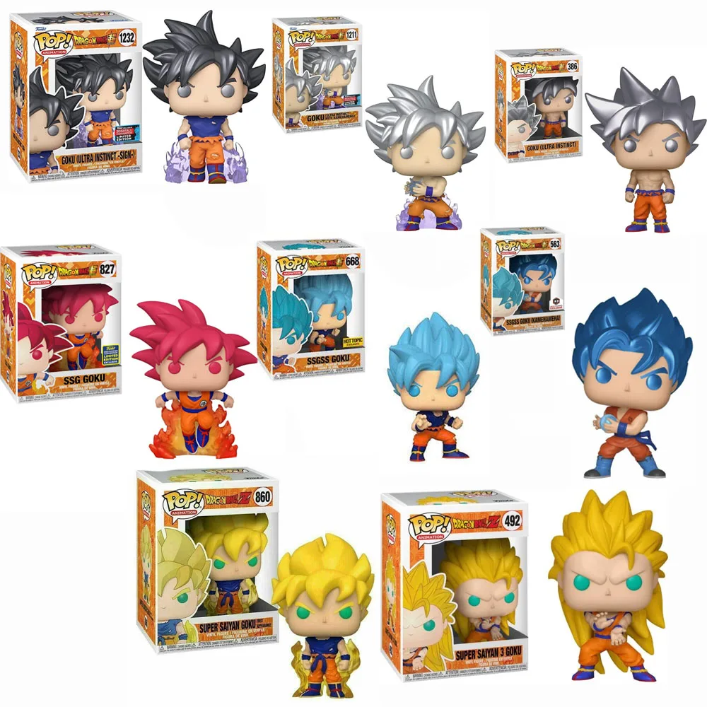 Funko Pop Animation Dragonball Goku #386 Ssg Goku #827 #860 Ssgss Goku #563 #668 Vinyl Action Figures Toys Gifts