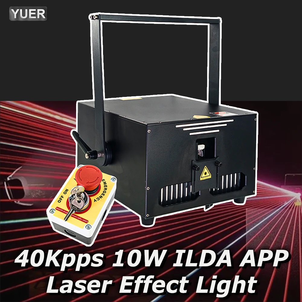 40Kpps 10W Laser Light ILDA 3D  RGB DIY Animation Scanning Stage DJ Disco Bar Wedding With Bluetooth APP Emergency Stop Button