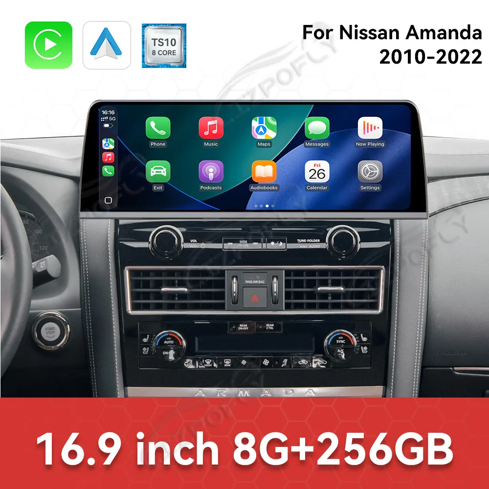 

16,9-дюймовый HD сенсорный экран Android 14 для Nissan Patrol Amanda 2010-2022 Автомобильный радиоприемник Стерео GPS Автоматическая навигация Мультимедийный плеер