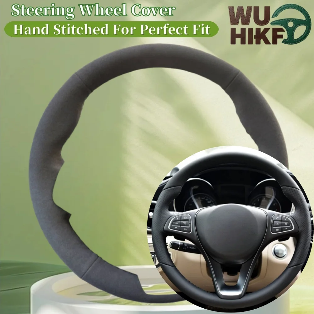 

Замшевый чехол на руль автомобиля с ручным шитьем для Mercedes Benz C180 C200 B200 C260 C300, индивидуальная пленка на руль, автомобильные аксессуары