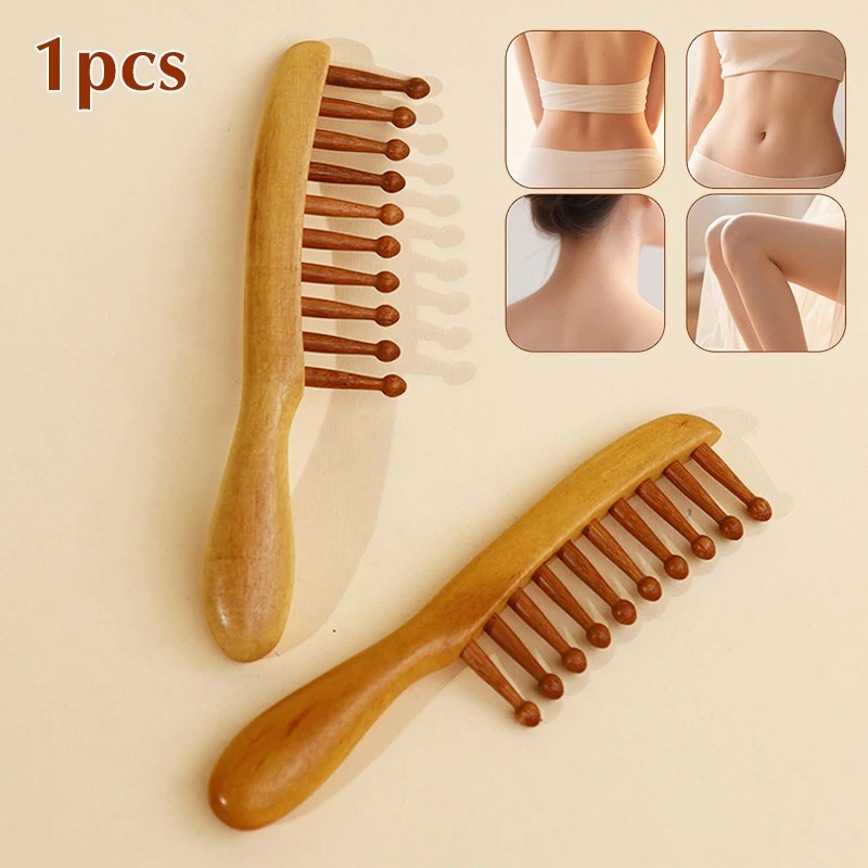 For Women Girl Straight Curly Hair Natural Garapa Wooden Comb Meridian Massage Anti-static No-snags Wide Tooth Comb