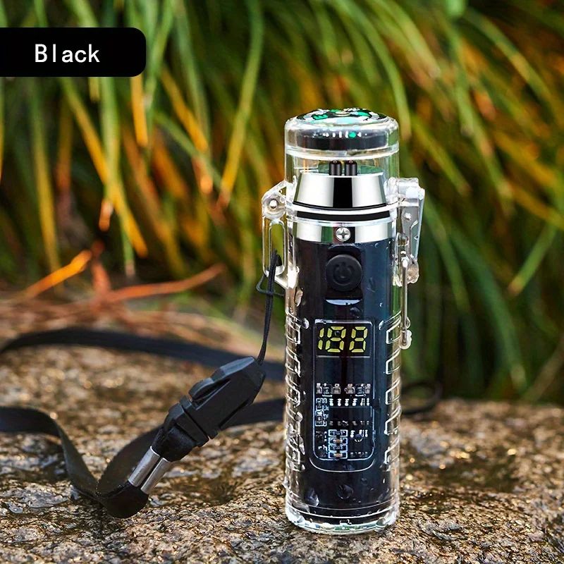 2024 New Equipped With A Compass Style Double Arc Charging Lighter, Waterproof Three Gear Lighting For Outdoor Travel,