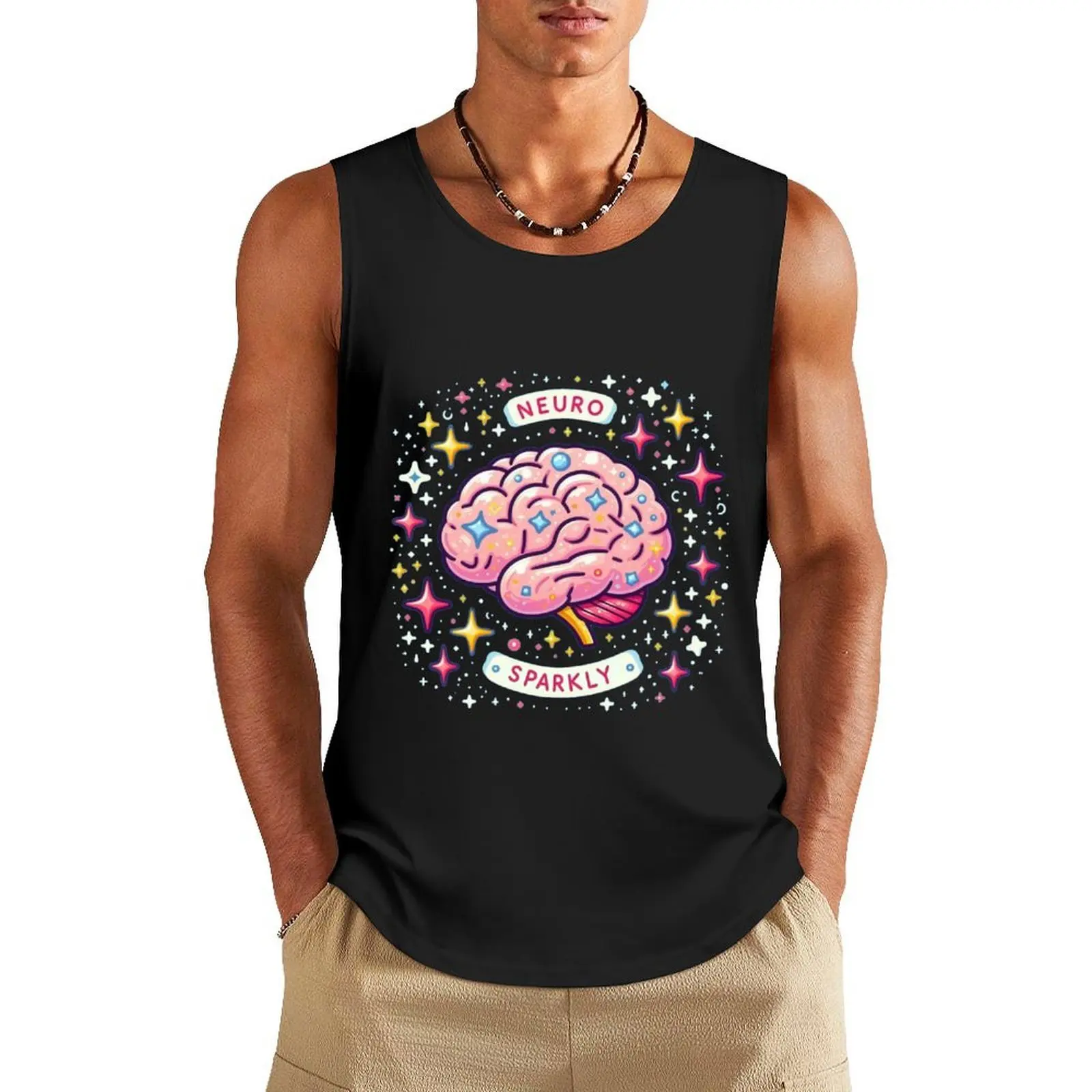 

Neuro Sparkly Tank Top sleeveless tshirts for men singlet for men t-shirts for Men's gym