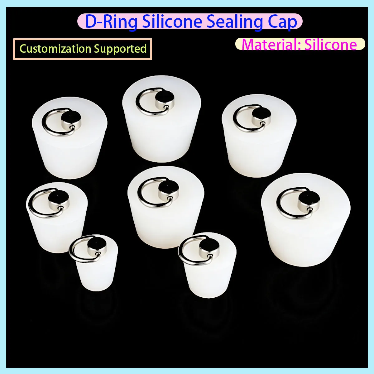 Food Grade Silicone Stopper With Ring Wine Bottle Plug Glass Jar Sealed Stopper Reusable Silicone Sealing Plug