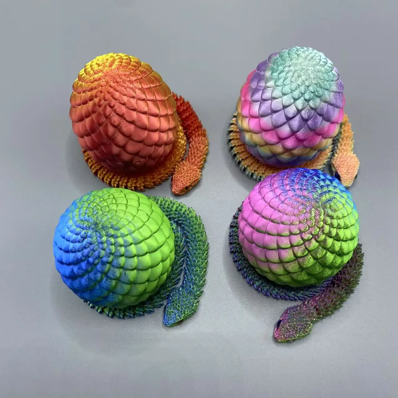 4pcs/set 3D Printed Snake Surprise Egg Decoration, Flexible Joints, The Best Gift for 3D Printing Enthusiasts