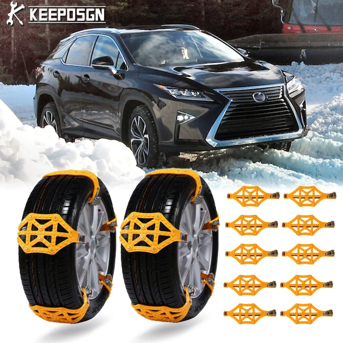 

Winter Snow Anti-Skid Tyre Chains Car Tire Nonskid Chain Tyre Car Chains Snow Chains For Cars Most Car Wheel Outdoor Emergency