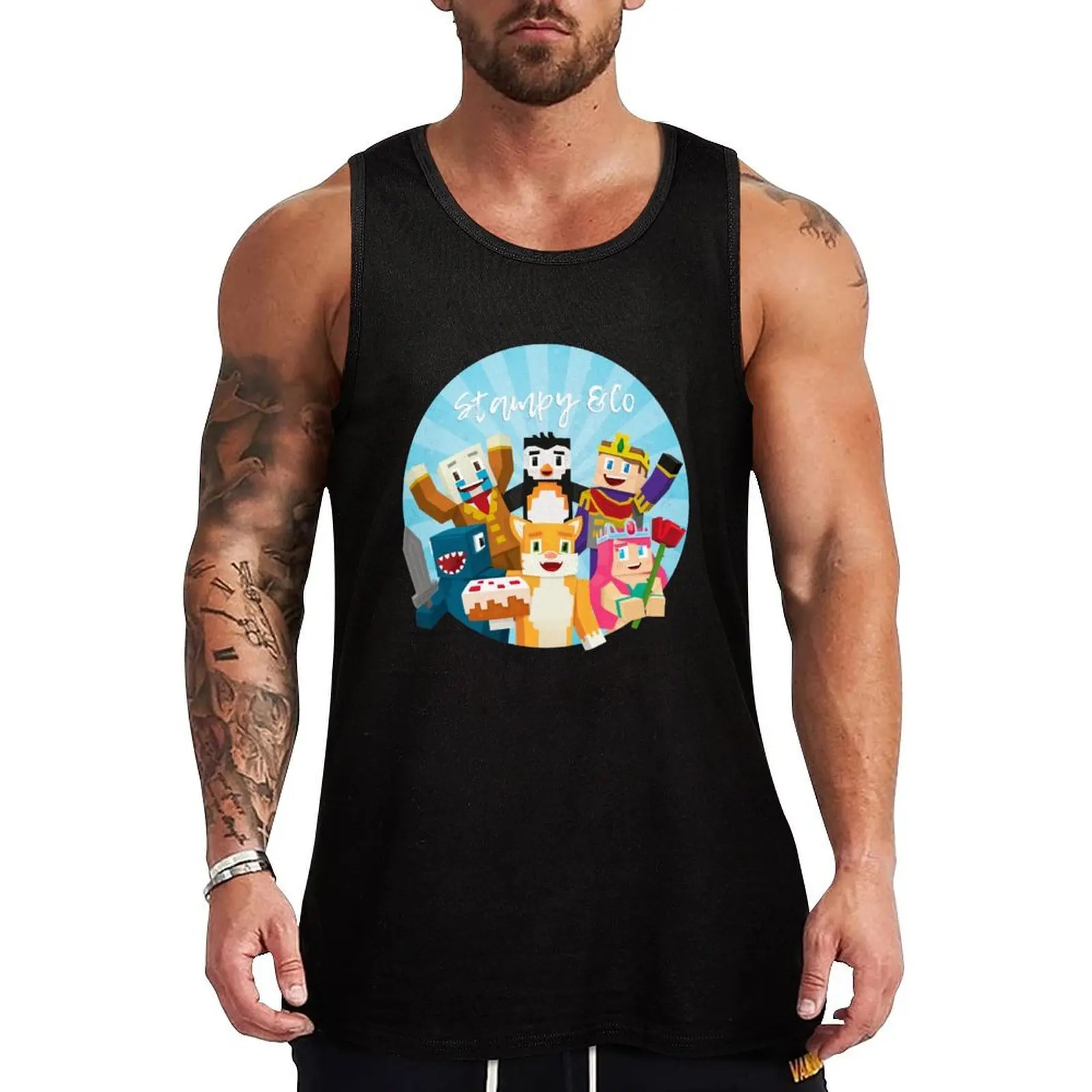 

Stampy Cat and His Friends Tank Top t shirt gym Short sleeve t-shirt for man sports vest